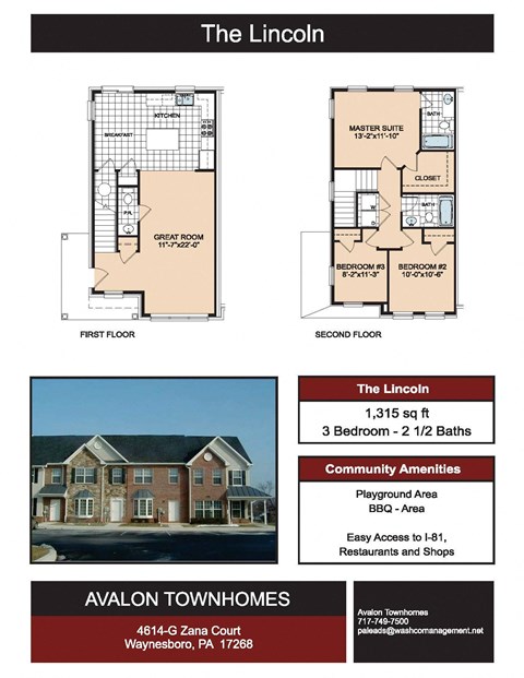 Floor plan for 3 beds, 2.5 baths, 1315 sqft